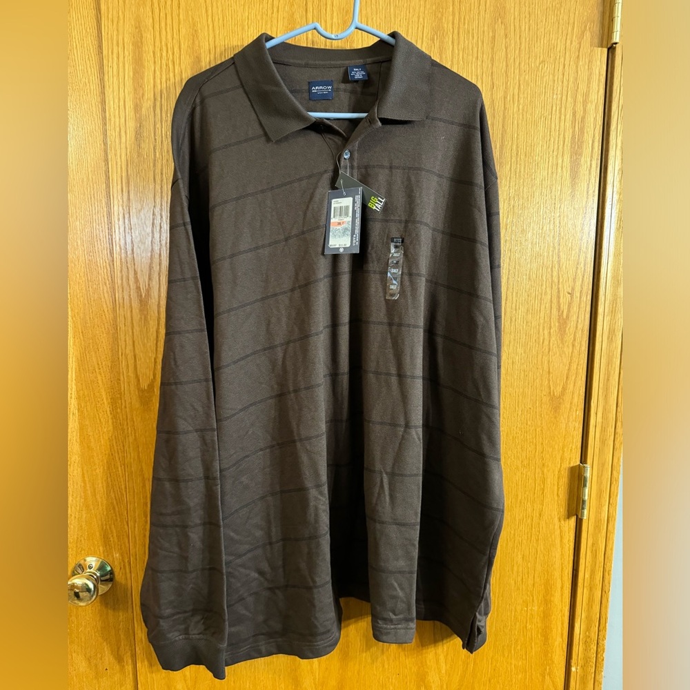 Arrow brown long sleeve polo size 3XLT- NWT